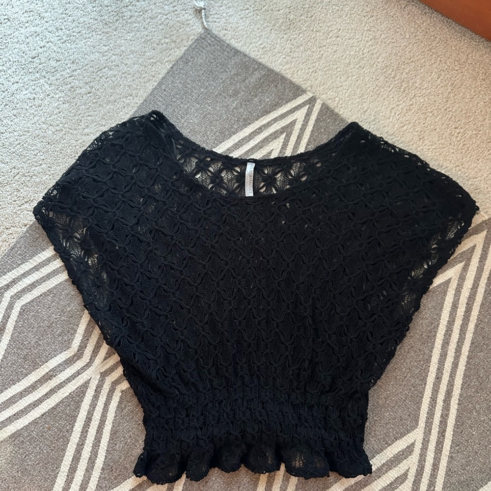 Free People Black Crochet Blouse